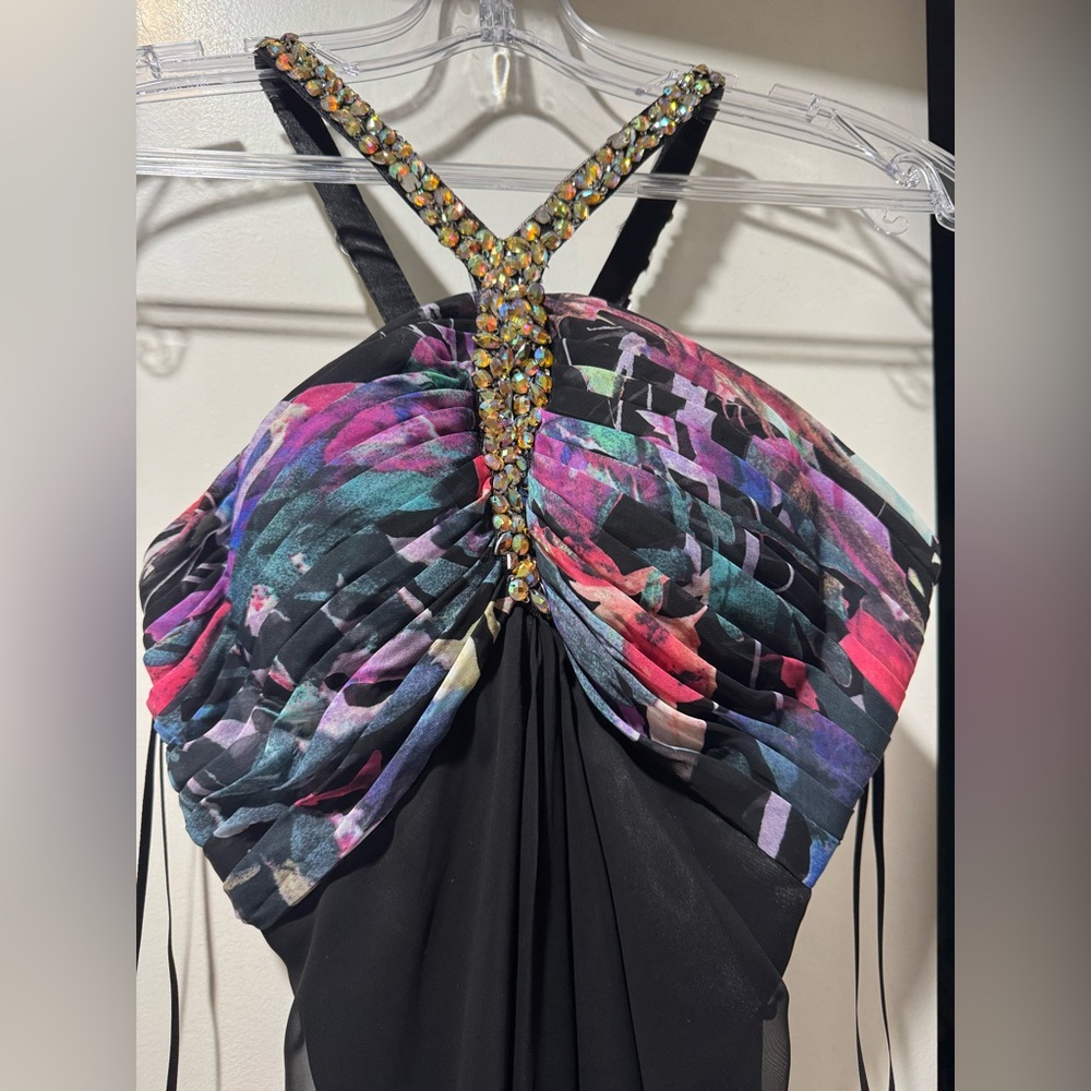 La Femme floral evening long dress